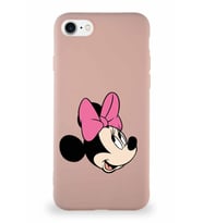 Apple iPhone 7 Soft Premier Kapak Minnie Mouse-A Tasarımlı Silikon Kılıf - Pudra (Şeffaf)
