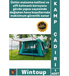#KampÇadırı Su Geçirmez Geniş Aile Tipi Lüks Dayanıklı Büyük Hacim 2 Odalı Çift Katmanlı Kamp Çadırı