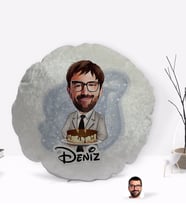 BK Gift Kişiye Özel İsimli Erkek Doğum Günü Karikatürlü Yuvarlak Dekoratif Kırlent Yastık-4
