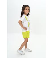 Toontoy Kız Çocuk Fiyonk Baskılı Şortlu Takım (Açık Yeşil)