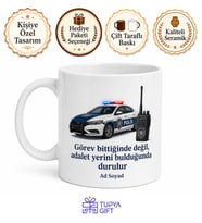 Polis Aracı Sürücüsüne Devriye Turu Asayiş Telsiz Çağrısı Kupa Bardak Hediye