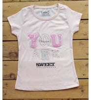 Canix Kids You Are Taşlı Kısa Koıllu Kız Çocuk T-Shirt  5-8 Yaş Somon (Somon)