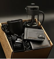 Kişiye Özel Kartlık& Cüzdan& Zippo Çakmak& French Press& Siyah Kupa Hediye Seti