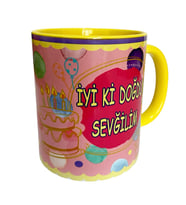 İYİ Kİ DOĞDUN SEVGİLİM temalı dijital baskılı hediyelik tasarım kupa bardak. (Beyaz)