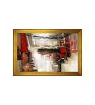 Soyut Şekiller Motifli Kanvas Tablo 80 x 110 cm Gold Çerçeve