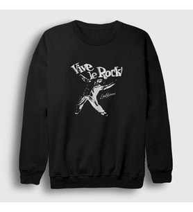 Presmono Unisex Siyah Vive Le Rock Little Richard Sweatshirt 462208tt