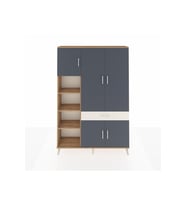 Arges Dolap 8 Raflı Tek Çekmeceli 5 Kapaklı 132x30x195 Çam-Antrasit/Aytaşı