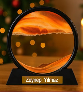 Kişiye Özel İsimli Sevgililer Günü Hediyesi Dekoratif Yuvarlak Kum Saati Şık Kum Tablosu