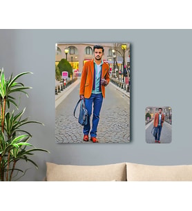 BK Gift Kişiye Özel Tam Boy Erkek Karikatürlü Kanvas Tablo 50x70cm-1