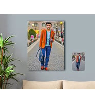 BK Gift Kişiye Özel Tam Boy Erkek Karikatürlü Kanvas Tablo 50x70cm-1