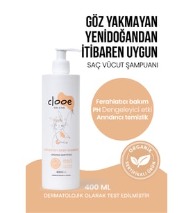Yenidoğan Uyumlu Göz Yakmayan SLS ve SLES İçermeyen Hassas Temizleyici Organik Sertifikalı Bebek Şampuanı 400 ml