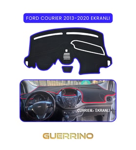 FORD Courier 2013-2020 EkranlıTORPİDO KORUMA HALISI MAVİ KENAR