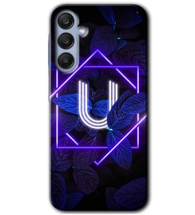 Galaxy A25 Kılıf HD Desen Baskılı Kılıf - Dark Neon Yaprak U Harfi