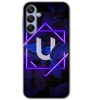 Galaxy A25 Kılıf HD Desen Baskılı Kılıf - Dark Neon Yaprak U Harfi