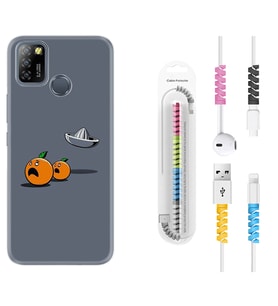 INFINIX Smart 4 5 6 Zero 8 S5 Pro Kılıf Kablo Koruma Spiral Silikon Orange Escape 1374