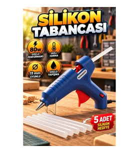 80 W Sıcak Silikon Tabancası – 11 mm Uyumlu 5 Silikonlu Set