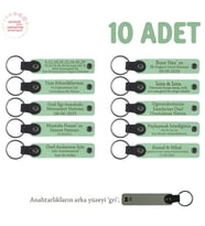 Açık Yeşil & Gri, Anaokulu Hatırası İçin Kişiselleştirilmiş Anahtarlık 10’lu Set, Eğitim Hediyesi