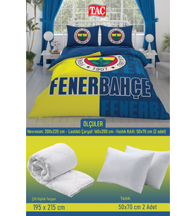 Fenerbahçe Parçalı Logo Çift Kişilik 7 Parça Yatak Seti - Nevresim Takımı + Yorgan + 2'li Yastık