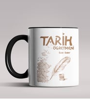 Kişiye Özel Tarih Öğretmeni Tasarımlı Siyah Renk Kupa Bardak 3 (Siyah)