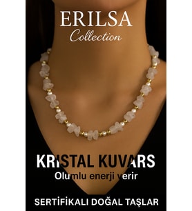 Sertifikalı Kırık Taşlı Model İnci - Kristal Kuvars Taşı Kolye (Çok Renkli)