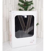 %100 Pamuk Yetişkin Unisex Desenli Kutulu Bornoz (Siyah)