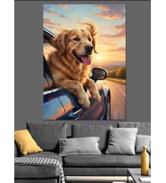 Golden Retriever Köpek Neşeli Dekoratif Kanvas - Mdf Ahşap Tablo