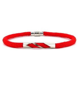 KIRMIZI ÖRGÜ İPLİ METAL ÇENTİK MIKNATISLI ERKEK BİLEKLİK M027G
