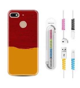 General Mobile GM8 Go GM9 GM20 Pro Plus Kılıf Kablo Koruma Spiral Silikon Sarı Kırmızı Boya 1708