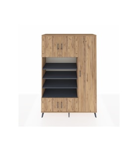 Hyperion Dolap 11 Raflı 5 Kapaklı 132x44x195 Çam-Çam/Antrasit