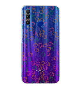 Huawei Honor 20 Lite  Kamera korumalı Kapak Hello Kitty Tasarımlı  Şeffaf Kılıf