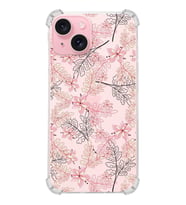 PrintiFy Apple iPhone 15 Plus (Kamera Açık) Uyumlu Köşe Korumalı Floral Kırmızı Kılıf