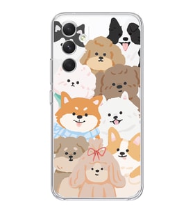 Samsung Galaxy S24 FE Uyumlu Sevimli Köpekler Tasarımlı Şeffaf Telefon Kılıfı