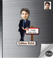 Kişiye Özel Emlakçı Erkek Ahşap Magnet -2