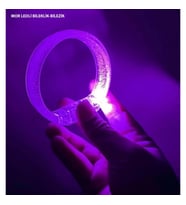 Mey İthalat® Mor Led Işıklı Baskı Yapılabilen Pilli Bileklik Bilezik 1,5 cm Genişlik