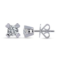 0.30 Ct Tektaş Pırlanta Kalp Tırnak Küpe TKPE6 (Çok Renkli)
