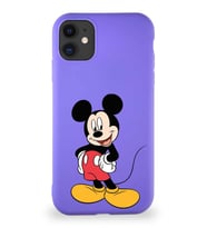 Apple iPhone 11 Soft Premier Kapak Mickey Mouse-E Tasarımlı Silikon Kılıf - Mor (Şeffaf)