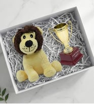 Kişiye Özel Ödül Kupası & Peluş Aslan Oyuncak Hediye Seti
