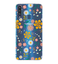 Samsung Galaxy A20s Uyumlu Kapak Çiçek Tasarımlı Şeffaf Silikon Kılıf