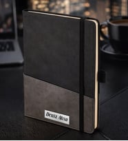 BK Gift Kişiye Özel Siyah Termo Deri Defter -18, Kartvizit Bölmeli, Çizgili Ivory Kağıt