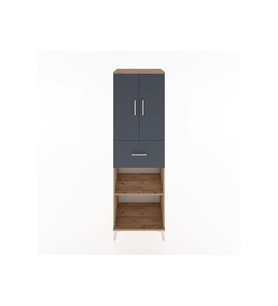 Hyperion Dolap 4 Raflı Tek Çekmeceli 2 Kapaklı 60x44x195 Çam-Antrasit