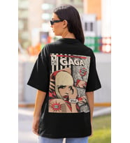 Tasarım Lady Gaga Sırt Baskılı Unisex Oversize Şarkıcı Tişört