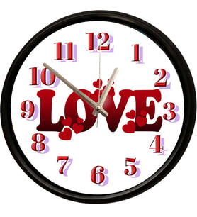Love Kalpli Romantik Tasarımlı Dekoratif Duvar Saati 28 Cm Sessiz Mekanizma