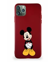 Apple iPhone 11 Pro Max Soft Premier Kapak Mickey Mouse-A Tasarımlı Silikon Kılıf - Mürdüm (Şeffaf)