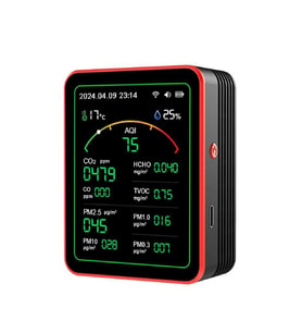 AEK-Tech 15'li AQI,TEMP,HUMI,CO2,HCHO,CO,TVOC,PM2.5,PM10,PM1.0,PM0.3 Dedektör Taşınabilir Ev Ofis Hava Kalitesi Ölçüm Cihazı