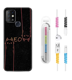 INFINIX Hot 8 9 10 11S Hot 10 Play 10T Kılıf Kablo Koruma Spiral Silikon Meow 1657