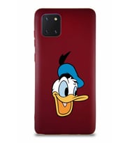 Samsung Galaxy Note 10 Lite Soft Premier Kapak Donald Duck-A Tasarımlı Silikon Kılıf - Mürdüm (Şeffaf)