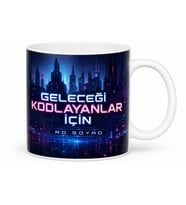 Siberpunk Oyun Dünyası Neon Işıklar Distopya Temalı Baskılı Porselen Kupa Bardak Hediye