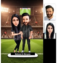 KİŞİYE ÖZEL ÇİFT Siyah Beyaz TARAFTAR TASARIMLI KARİKATÜR BİBLO MB3