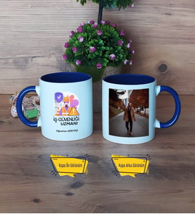 İş Güvenliği Uzmanı Kupa Bardak Lacivert Fotoğraflı Dünya İş Sağlığı ve Güvenliği Günü Hediyesi