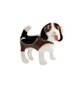 Beagle Köpek Broş (4 cm) Mineli Gold Renk